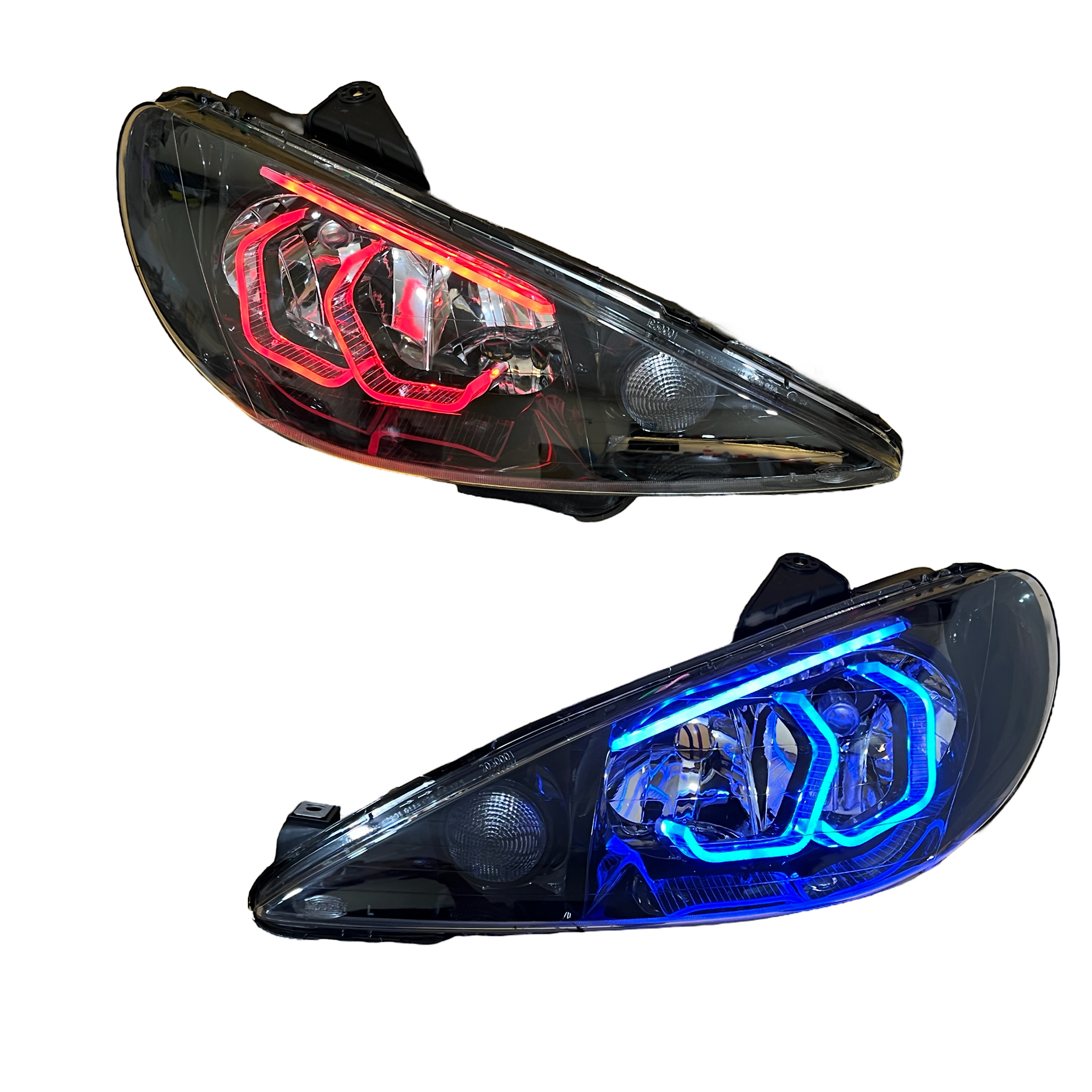 چراغ جلو خودرو مدل هگزا 3 فولکالر دو حالته مناسب برای پژو 206 بسته 2 عددی