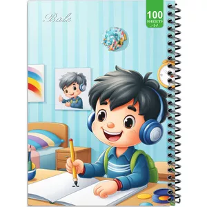 دفتر نقاشی 100 برگ بله طرح فانتزی پسرانه موسیقی و درس کد A4-N379