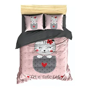 سرویس روتختی مدل cats cute یک نفره 5 تکه