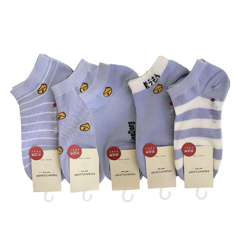 جوراب ساق کوتاه زنانه مدل بستنی کد 1101200-10 بسته 5 عددی