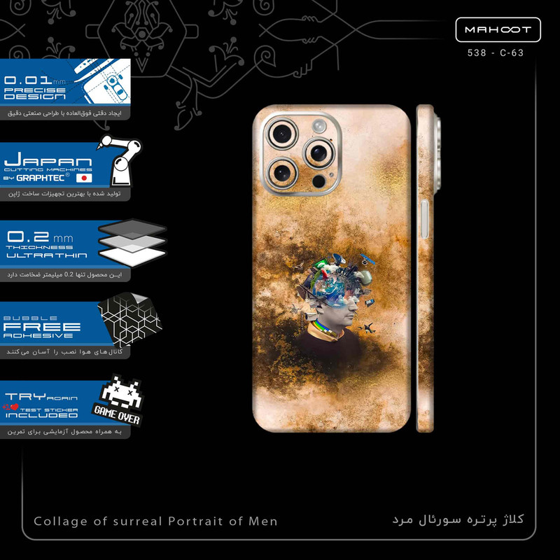 برچسب پوششی ماهوت مدل Collage of surreal Portrait of Men-FullSkin مناسب برای گوشی موبایل اپل iPhone 15 Pro Max
