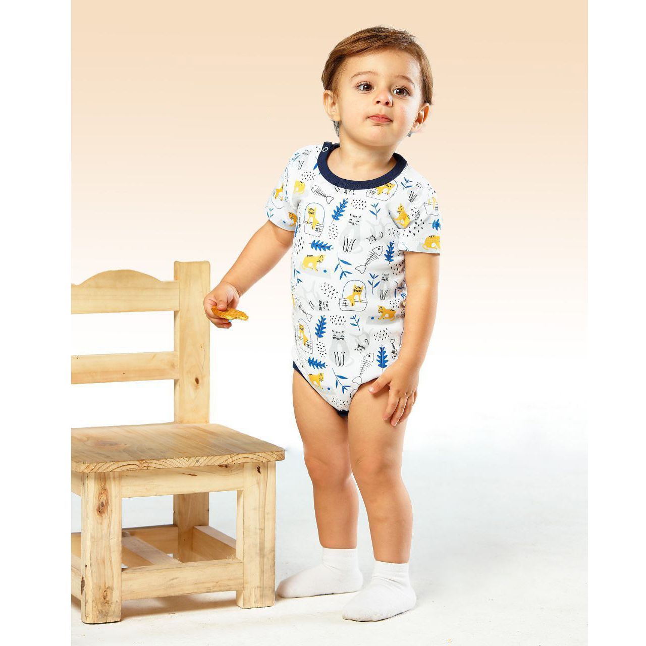 بادی آستین کوتاه نوزادی بی بی وان مدل گربه - - 2