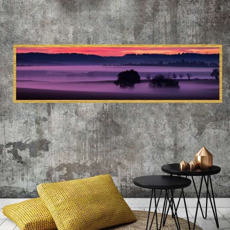 تابلو بکلیت طرح طبیعت جنگل مه مدل کشیده T-7700