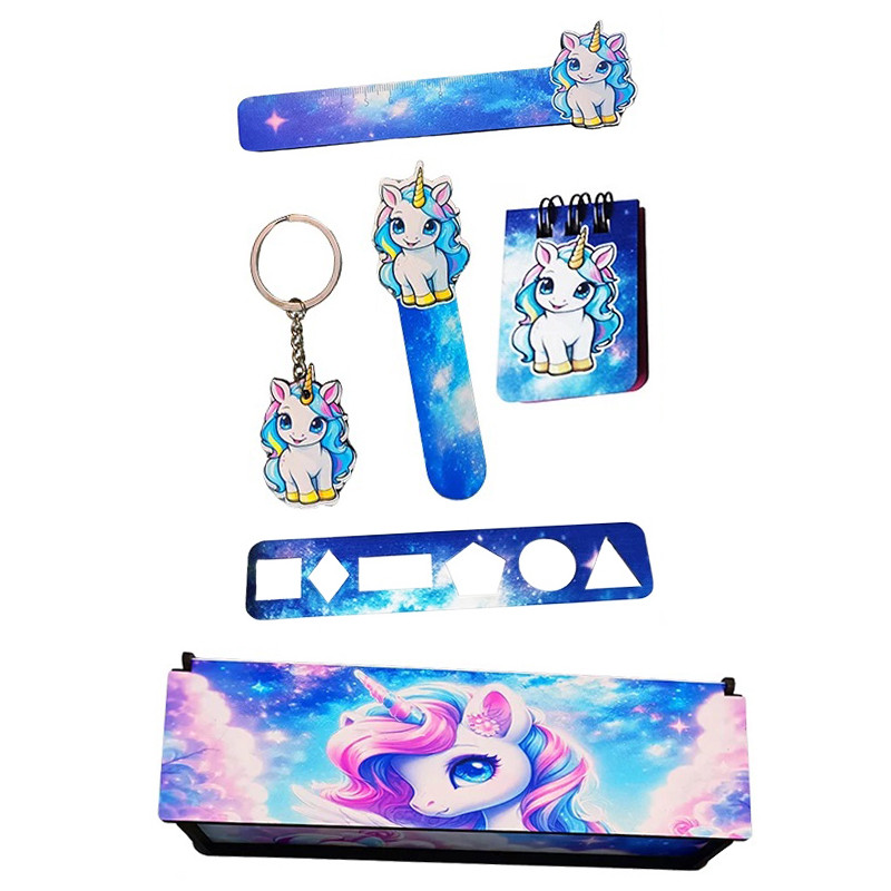 بسته لوازم تحریر مدل یونیکورن کد 82 مجموعه 6 عددی