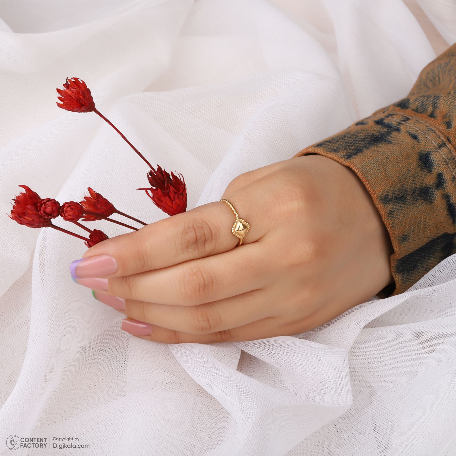 انگشتر طلا 18 عیار زنانه مطیع ها مدل 390 سایز 53 -  - 8