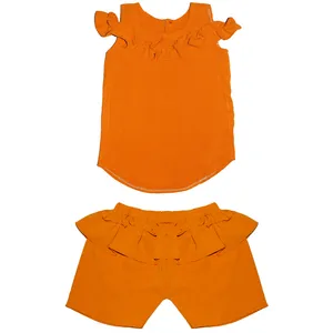 ست تاپ و شلوارک دخترانه مدل چین دار