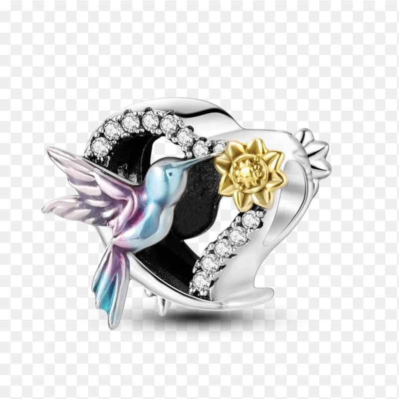 آویز گردنبند نقره زنانه پاندورا مدل Humming bird in heart 65131