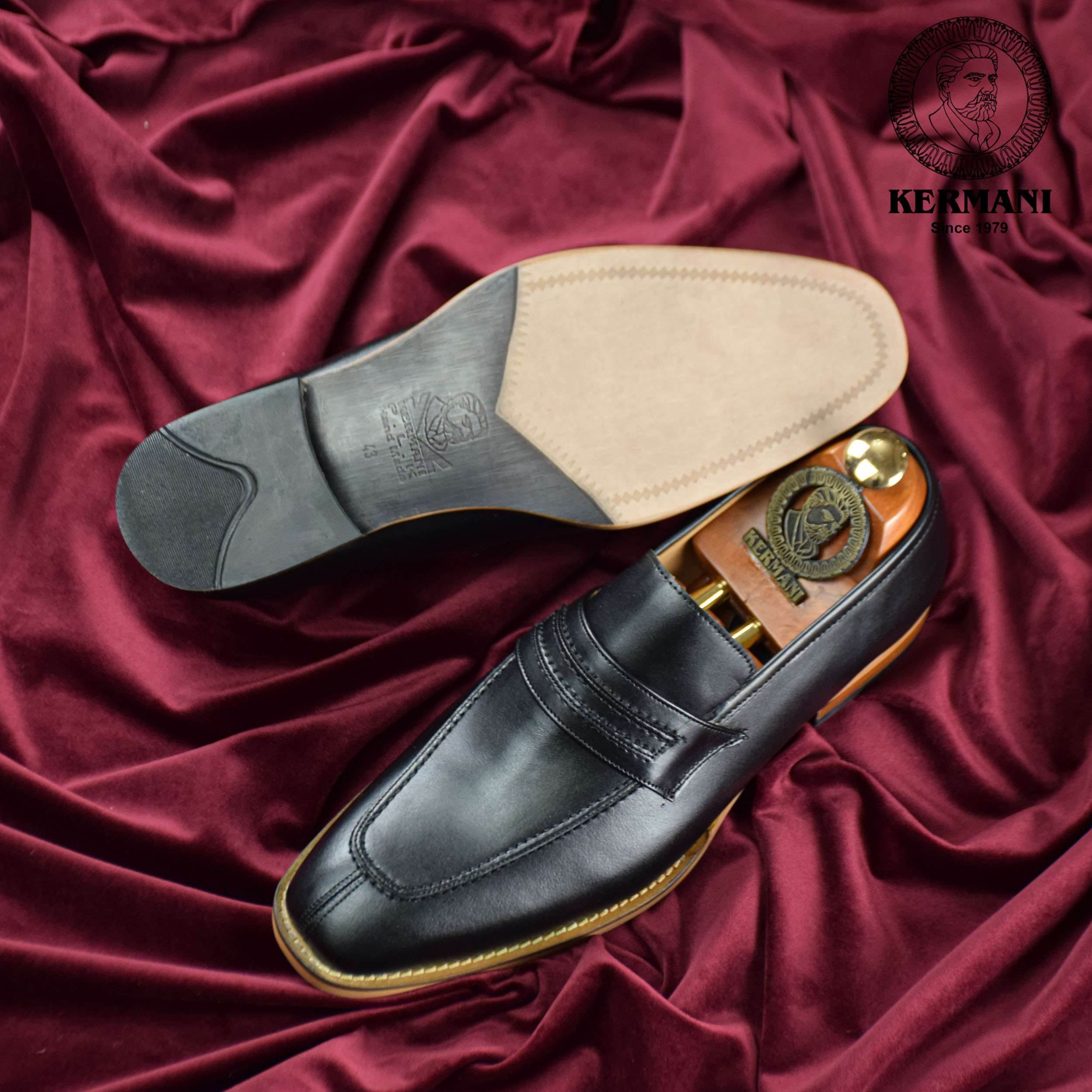 کفش مردانه کرمانی مدل چرم دستدوز طبیعی کد 1064 رنگ مشکی -  - 2