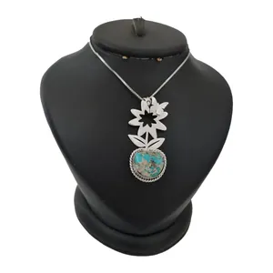 گردنبند نقره زنانه لیردا مدل فیروزه کد fmed 1007