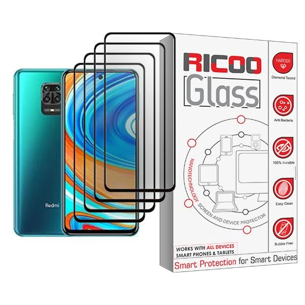 محافظ صفحه نمایش ریکو مدل Ricoo Glass MIX004 مناسب برای گوشی موبایل شیائومی Redmi Note 9 Pro Max بسته چهار عددی