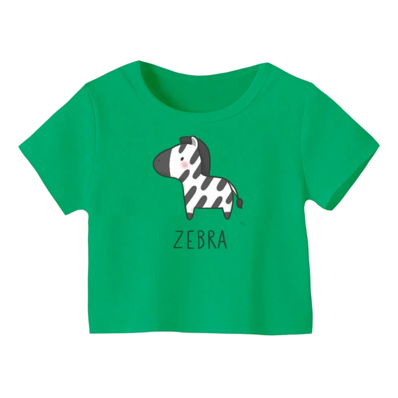 کراپ‌ تی‌شرت آستین کوتاه زنانه مدل گورخر کد ۷