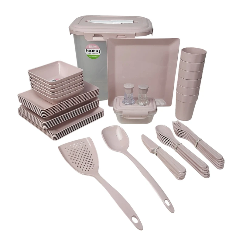 سبد پیک نیک لاولی پلاست مدل مسافرتی 58 پارچه کد TIK1160L