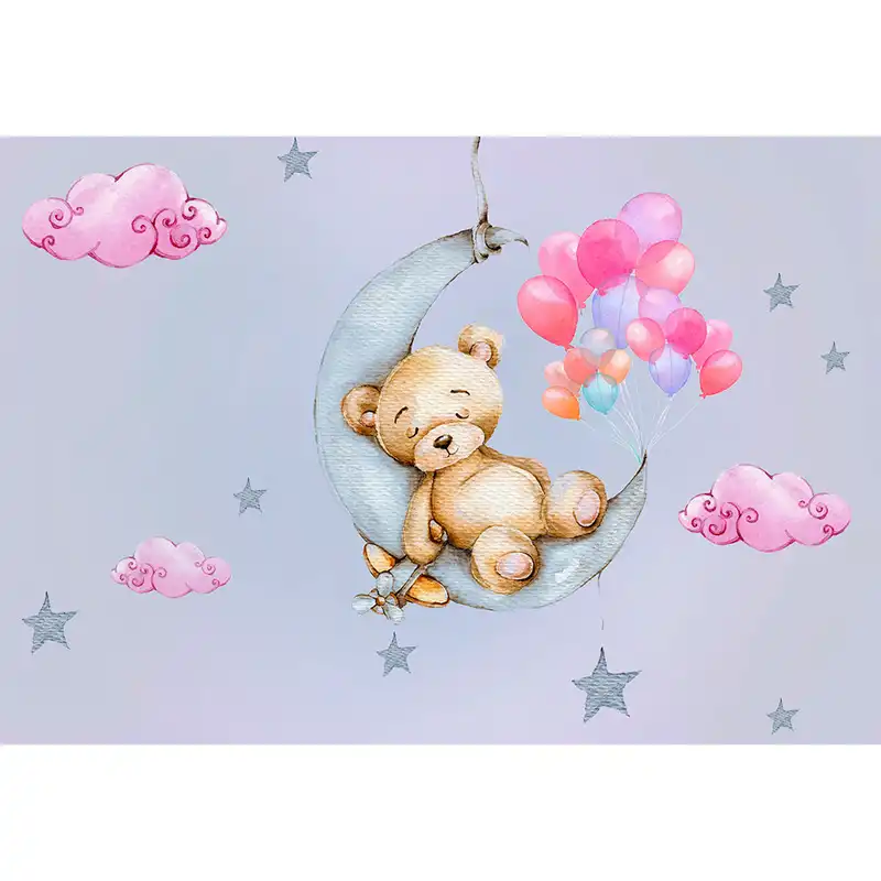 پوستر دیواری اتاق کودک طرح خرس و بادکنک کد k175