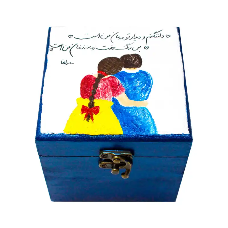 جعبه هدیه چوبی طرح عاشقانه و شعر کد 600
