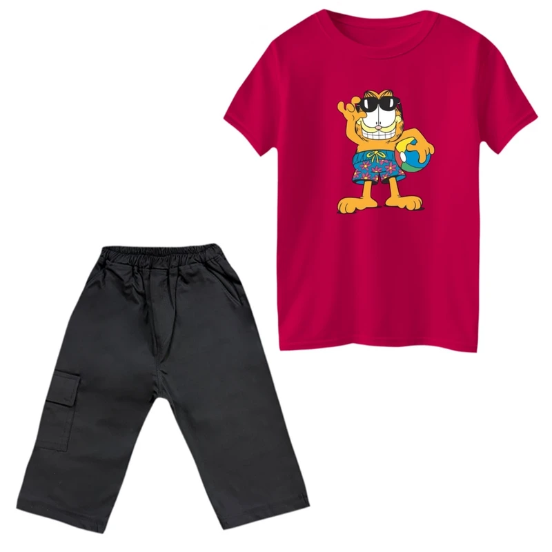 ست تی‌شرت و شلوارک پسرانه مدل گارفیلد کد 9