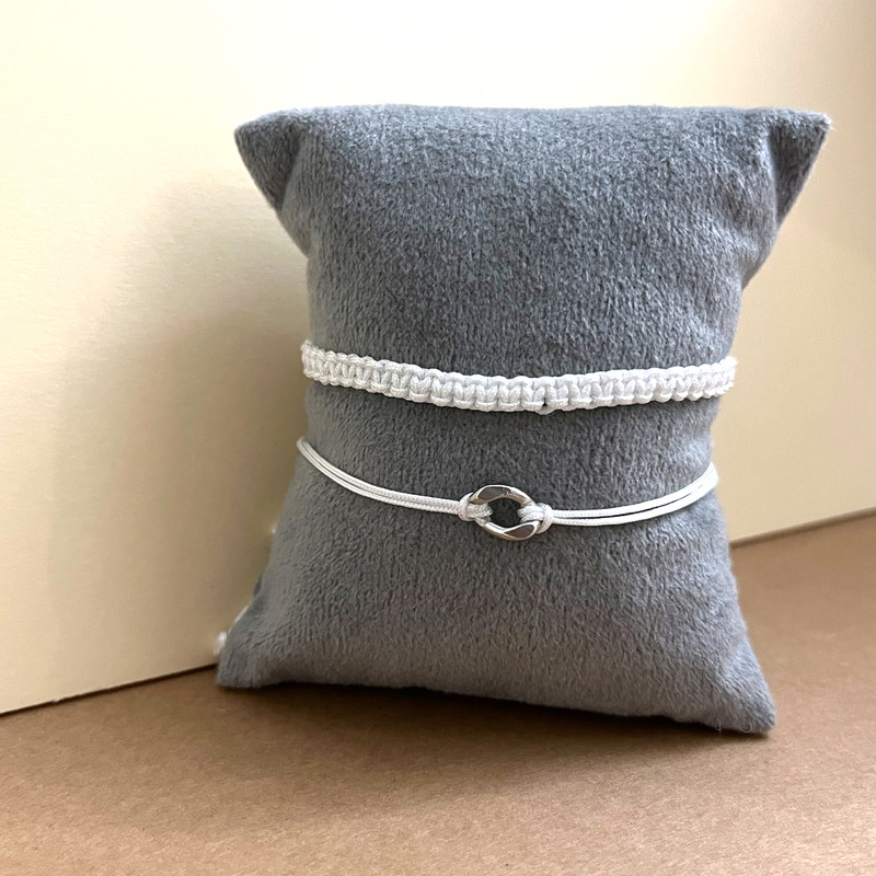 دستبند زنانه مدل مهره و بافت مجموعه 2 عددی