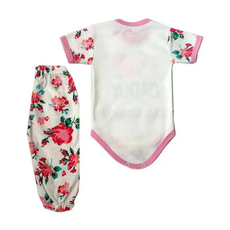 ست بادی و شلوار نوزادی مدل گل