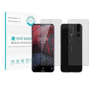 Rockspace HyGEL model transparent screen protector suitable for Nokia 6.1 Plus mobile phone along with the phone back protector