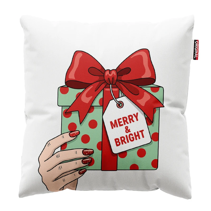 کوسن پاد آفرین مدل کریسمس طرح بابانوئل کاج گوزن کد PK302530 سایز 30*30 سانتی متر