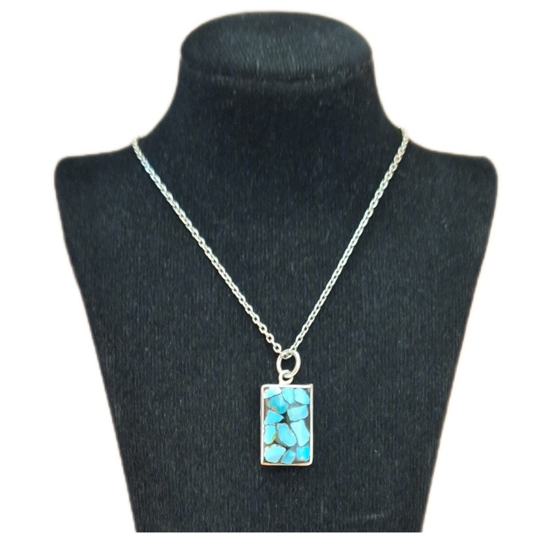 گردنبند نقره زنانه مدل فیروزه کوب کد ZIF118 گردنبند نقره زنانه مدل فیروزه کوب کد ZIF118