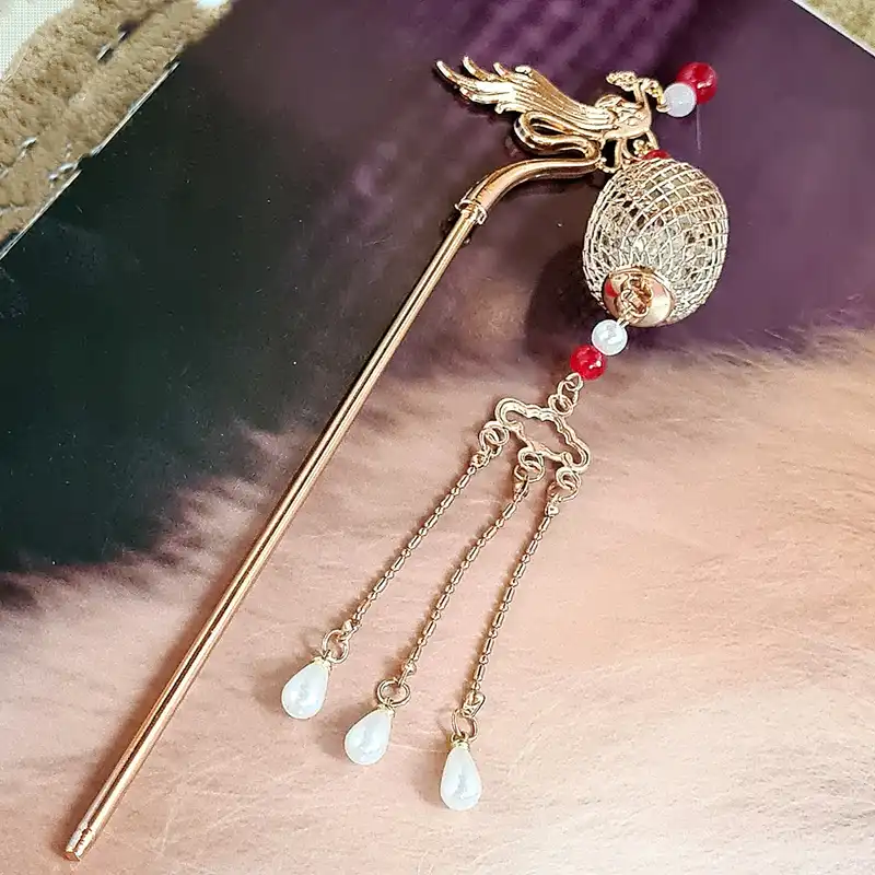 گیره مو زنانه مدل کانزاشی سیمرغ فانوس دار کد brg k4311