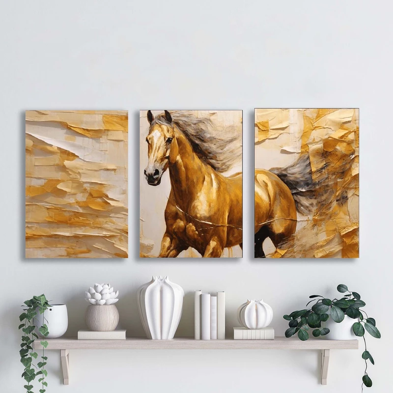 تابلو شاسی آتریسا مدل اسب مدرن ATA006 مجموعه سه عددی