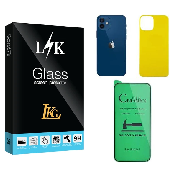 محافظ صفحه نمایش سرامیکی ال کا جی مدل LK  مناسب برای گوشی موبایل اپل iphone 12  به همراه محافظ پشت گوشی