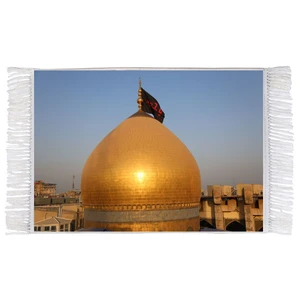 فرش ماشینی دیوارکوب اطلس آبی طرح حرم امام حسین مدل T2589