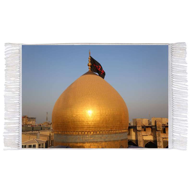 فرش ماشینی دیوارکوب اطلس آبی طرح حرم امام حسین مدل T2589 