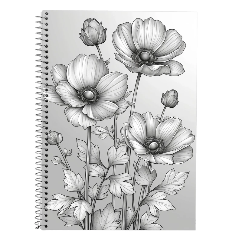 دفتر زبان 50 برگ مدوپد مدل سه خط طرح گل کد DF13901