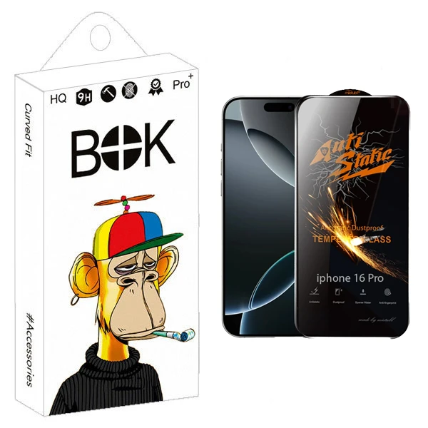 محافظ صفحه نمایش بوک مدل ClearStatic مناسب برای گوشی موبایل اپل iPhone 16 Pro