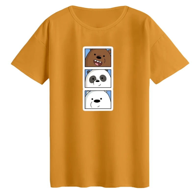 تی‌شرت لانگ آستین کوتاه زنانه مدل خرس های کله فندقی کد۲