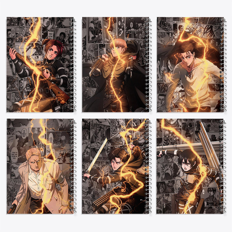 دفتر مشق 50 برگ خندالو طرح انیمه اتک آن تایتان کد 622 مجموعه 6 عددی