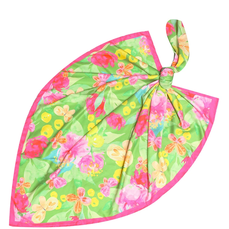 روسری زنانه مدل ابریشم طرح باغ گل بهاره کد ab475