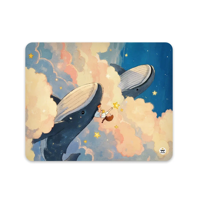 ماوس پد شادیت مدل نهنگ و دختر بچه کد204 سایز 24*19 سانتی متر