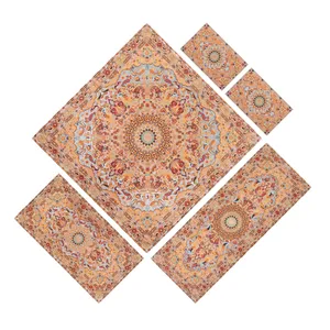 ست 5 تکه رومیزی ترمه ابریشم طرح بهشت کد Bh-tl5.5