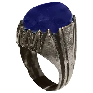 انگشتر نقره مردانه مدل یاقوت هندی زغال دار YKH2013