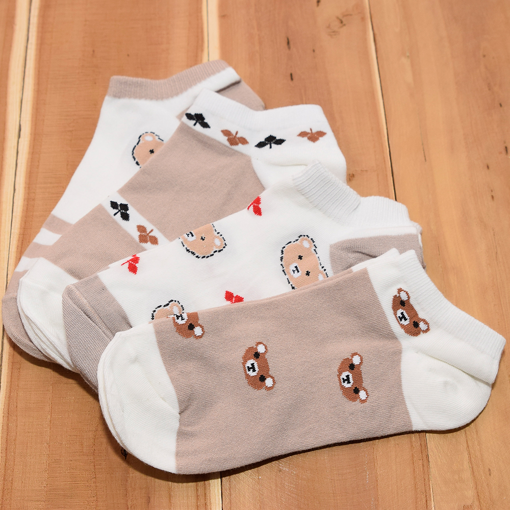 جوراب ساق کوتاه دخترانه دلنار گالری مدل تدی بسته 4 عددی