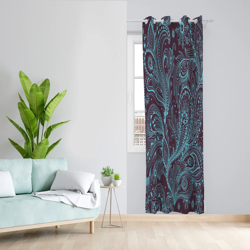 پرده طرح دار مدل مخمل پانچی کد 2213 z سایز 140x200 سانتی متر