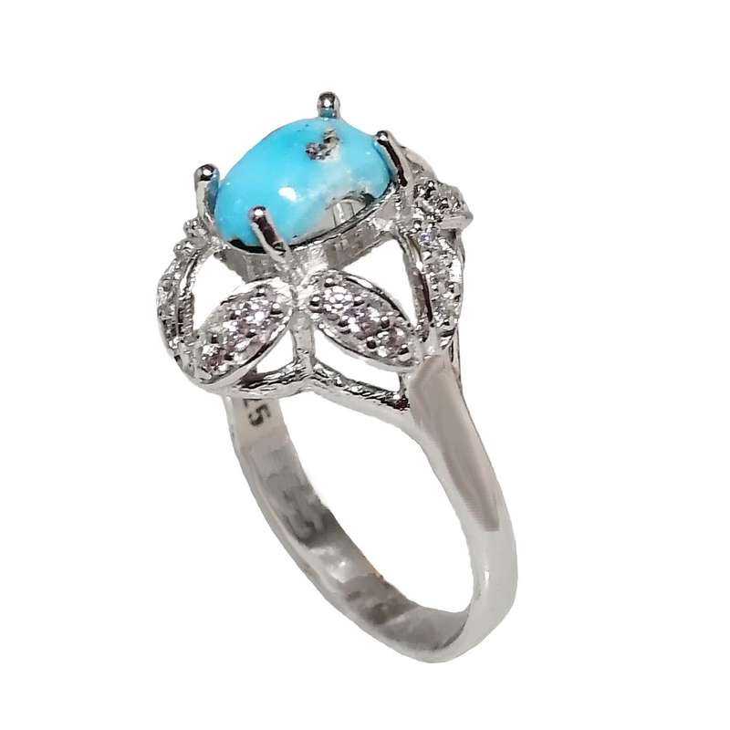 انگشتر نقره زنانه مدل فیروزه نیشابور FW3051