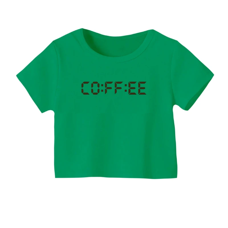 کراپ‌ تی‌شرت آستین کوتاه زنانه مدل cofee