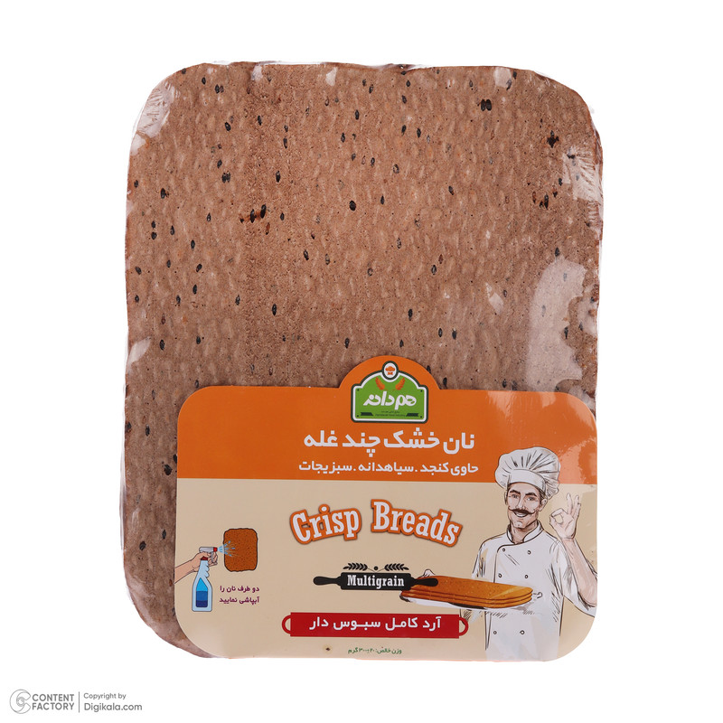نان خشک چند غله هم دانه - 300 گرم بسته 2 عددی