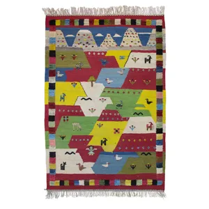  گلیم گبه دستبافت یک و نیم متری کد 971009