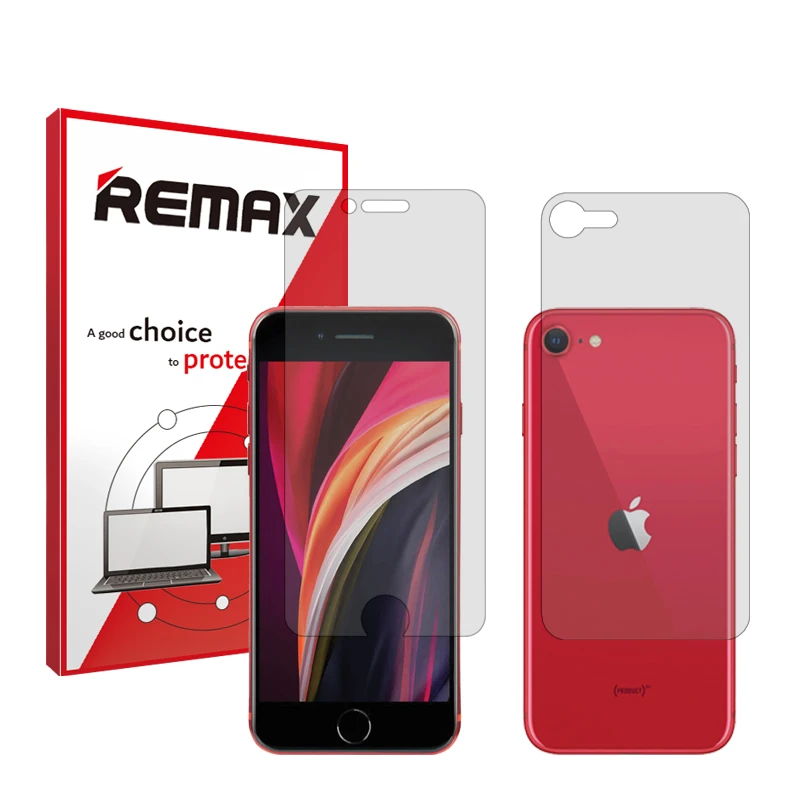 محافظ صفحه نمایش شفاف ریمکس مدل HyGEL مناسب برای گوشی موبایل اپل iPhone SE (2020) به همراه محافظ پشت گوشی