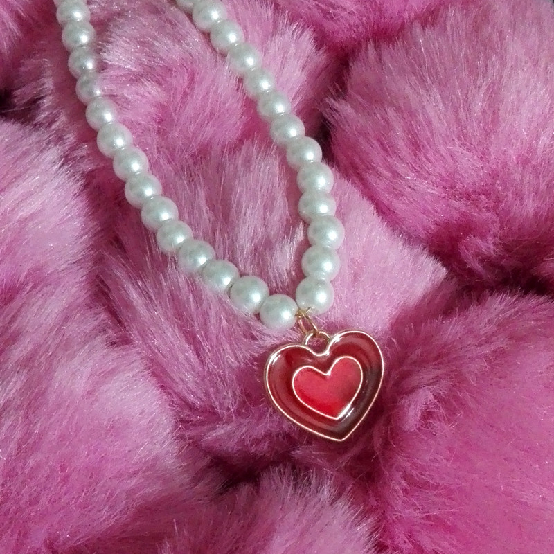 گردنبند دخترانه مدل مروارید طرح قلبی