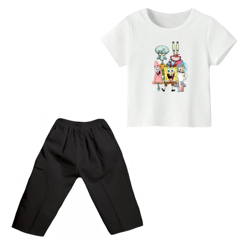 ست تی شرت و شلوارک پسرانه مدل باب اسفنجی کد ۸