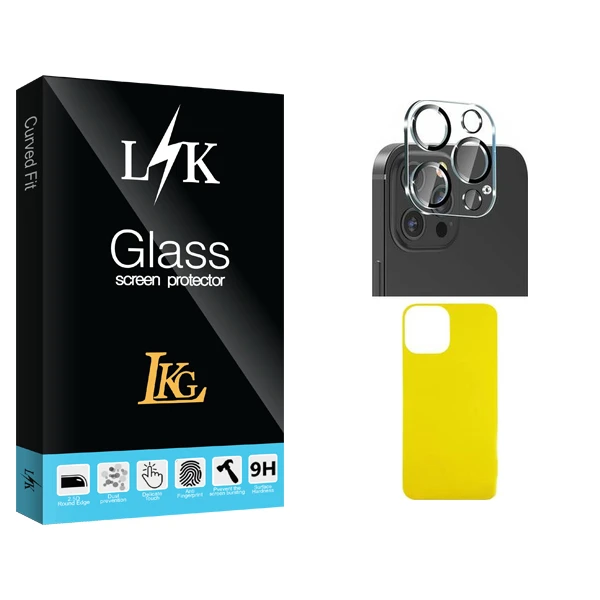 محافظ پشت گوشی ال کا جی مدل LK Glass FLL مناسب برای گوشی موبایل اپل iPhone 13 Pro  به همراه محافظ لنز دوربین