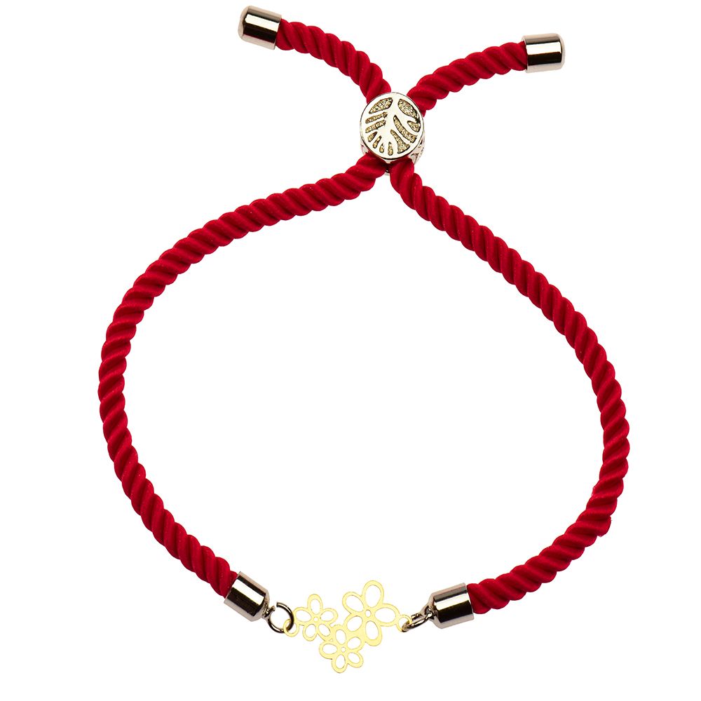 دستبند طلا 18 عیار دخترانه کرابو طرح سه گل مدل Krd1086