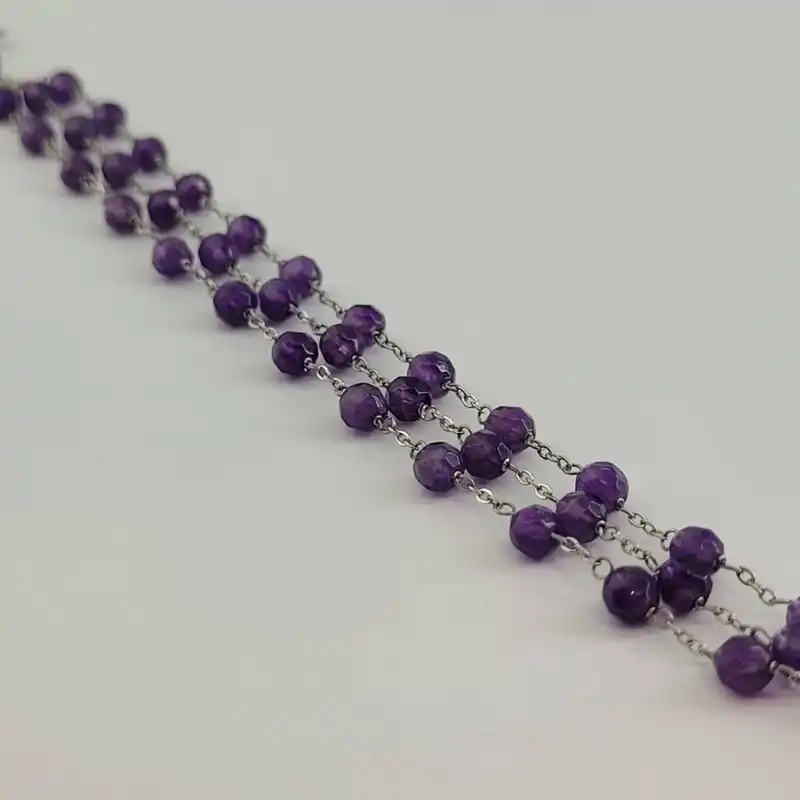 دستبند زنانه مدل سنگ آمیتیست بافت کد 853