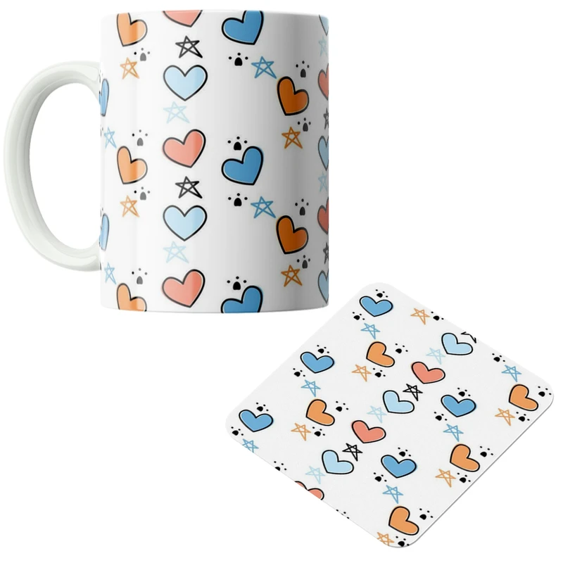 ماگ پاد آفرین مدل قلبی کد DKC550 به همراه زیر لیوانی